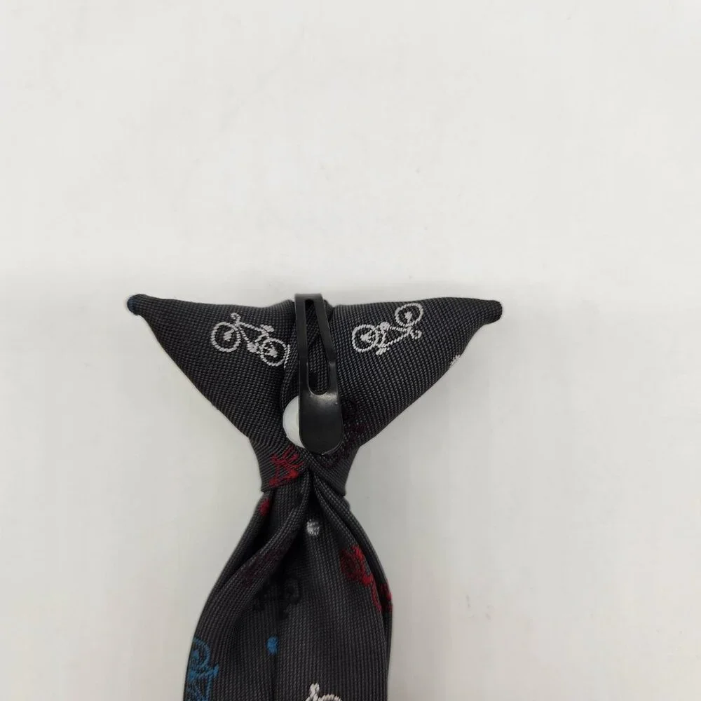 Boys Clip On Neck Tie Bicycles Blue Unique 11